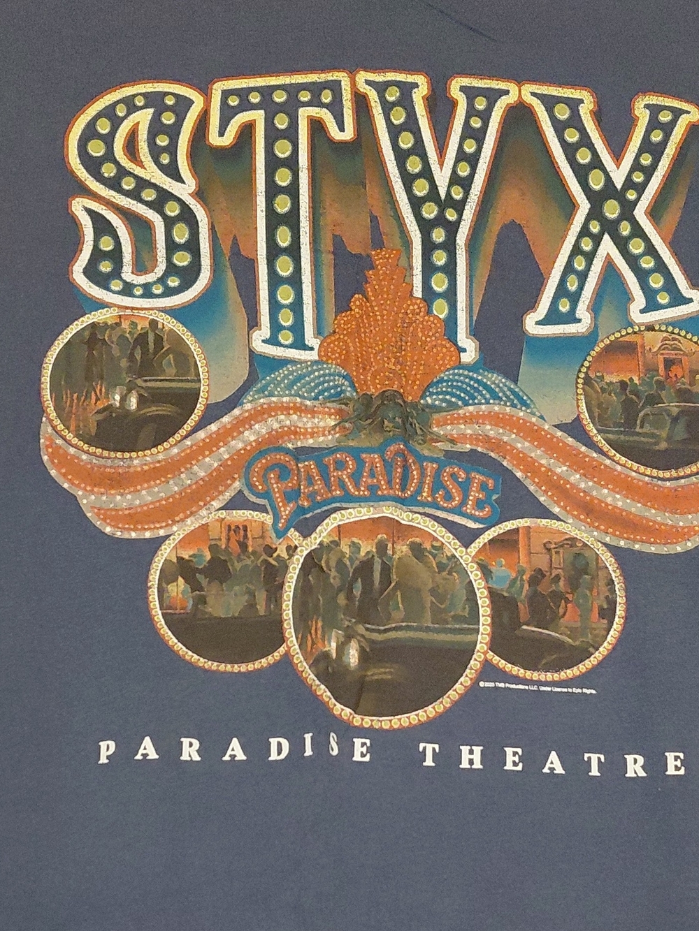 Retro STYX Paradise Theatre  Graphic Print Band T-Shirt Crew Neck Short Sleeve
